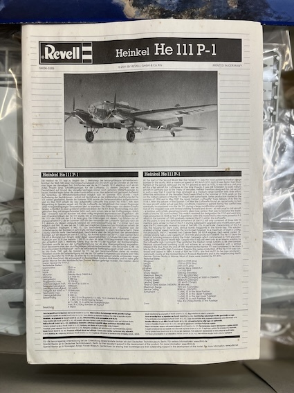 Revell レベル 1/32 ハインケル HE-111P-1 + エデュアルド エッチングパーツ未組立 Unassembled Heinkel He-111 with Eduard parts の画像3