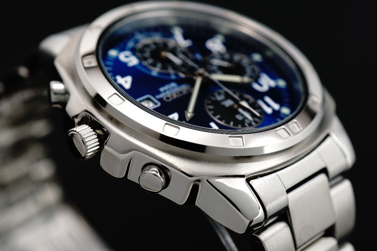 1 иен ~ 1 старт Seiko стандартный товар иностранная модель SEIKO реимпорт прекрасный сапфир голубой новый товар хронограф наручные часы мужской очень редкий трудно найти 50m водонепроницаемый 