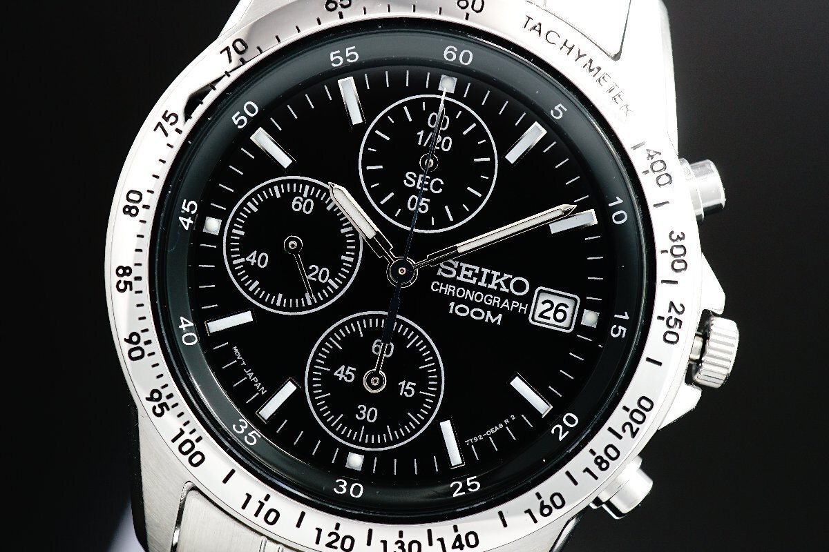 1円～ 1スタ セイコー 正規品 海外モデル SEIKO 逆輸入 タキメーター 新品 1/20秒 クロノグラフ 腕時計 メンズ激レア入手困難 100m防水の画像8