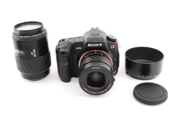 ★良品★ ソニー SONY α200 DSLR-A200 ボディ + レンズ2本 35-80mm / 100-300mm / デジタル一眼レフカメラ #K25110-125_画像1