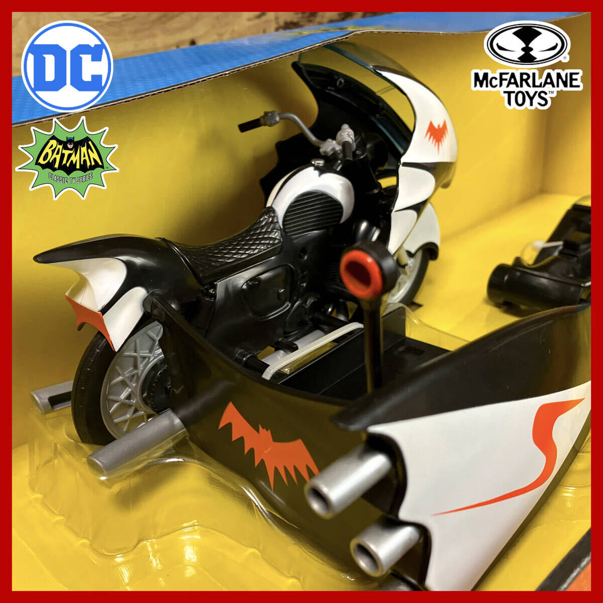 【新品未使用!!】DCコミックス『DCレトロ バットサイクル＆サイドカー』6インチ／バットマン／バットモービル バイク サイドカー ミニカーの画像8