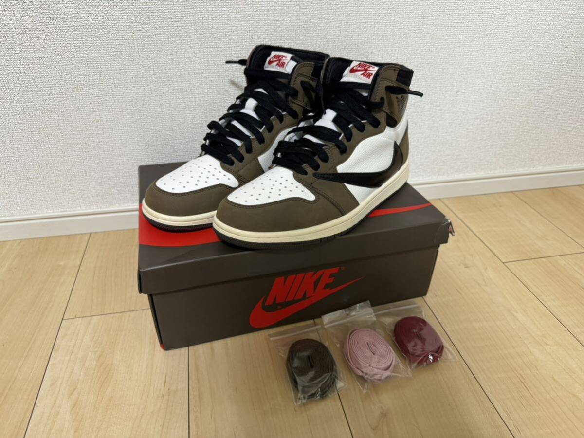 【1円スタート】NIKE NIKE TRAVIS SCOTT AIR JORDAN 1 RETRO HIGH OG トラヴィススコット エアジョーダン1 レトロ スニーカー US7 27cm_画像2