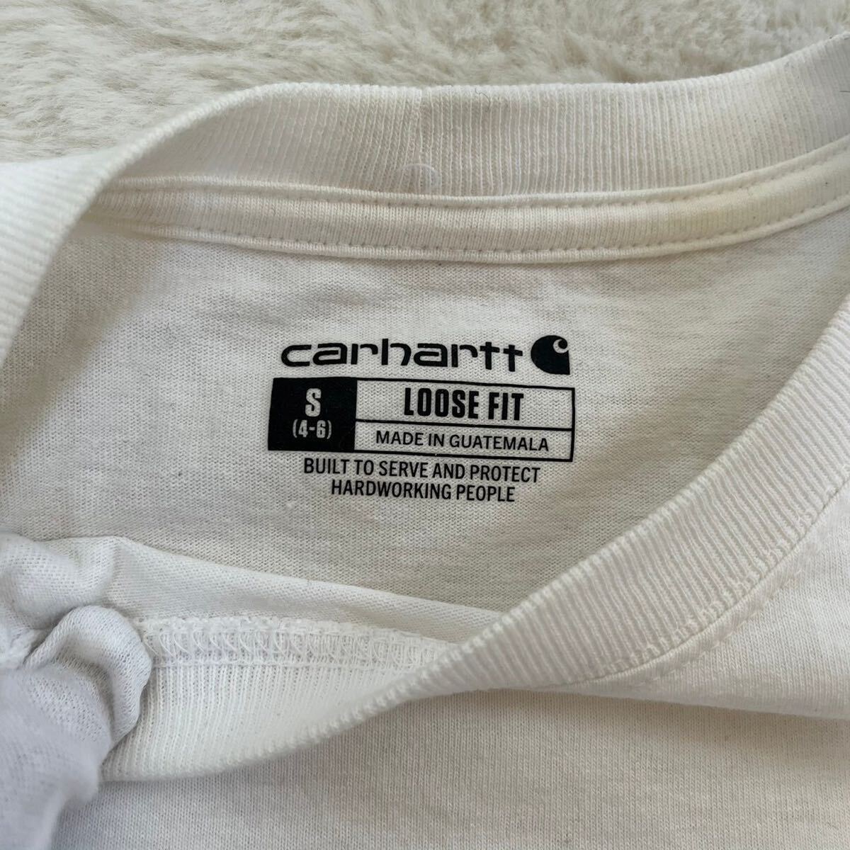 carhartt カーハート Tシャツ ホワイト メンズ Sサイズ半袖 ブランド Carhartt 古着 ポケット クルーネックの画像4