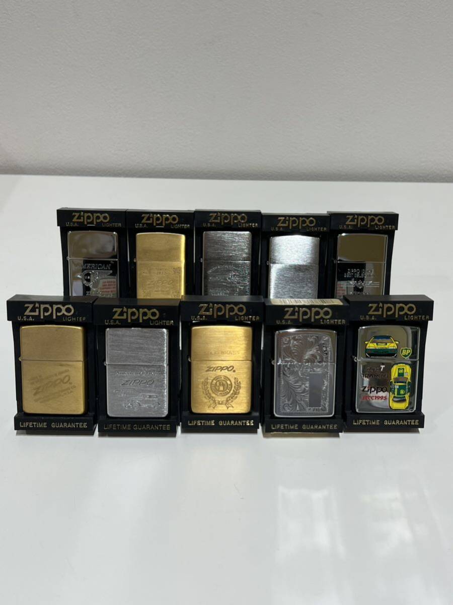 ZIPPO/ジッポ 10個まとめ②ゴールド シルバー USA コレクション ケース付 ライター 喫煙具 着火未確認 現状品 サイズ60の画像1