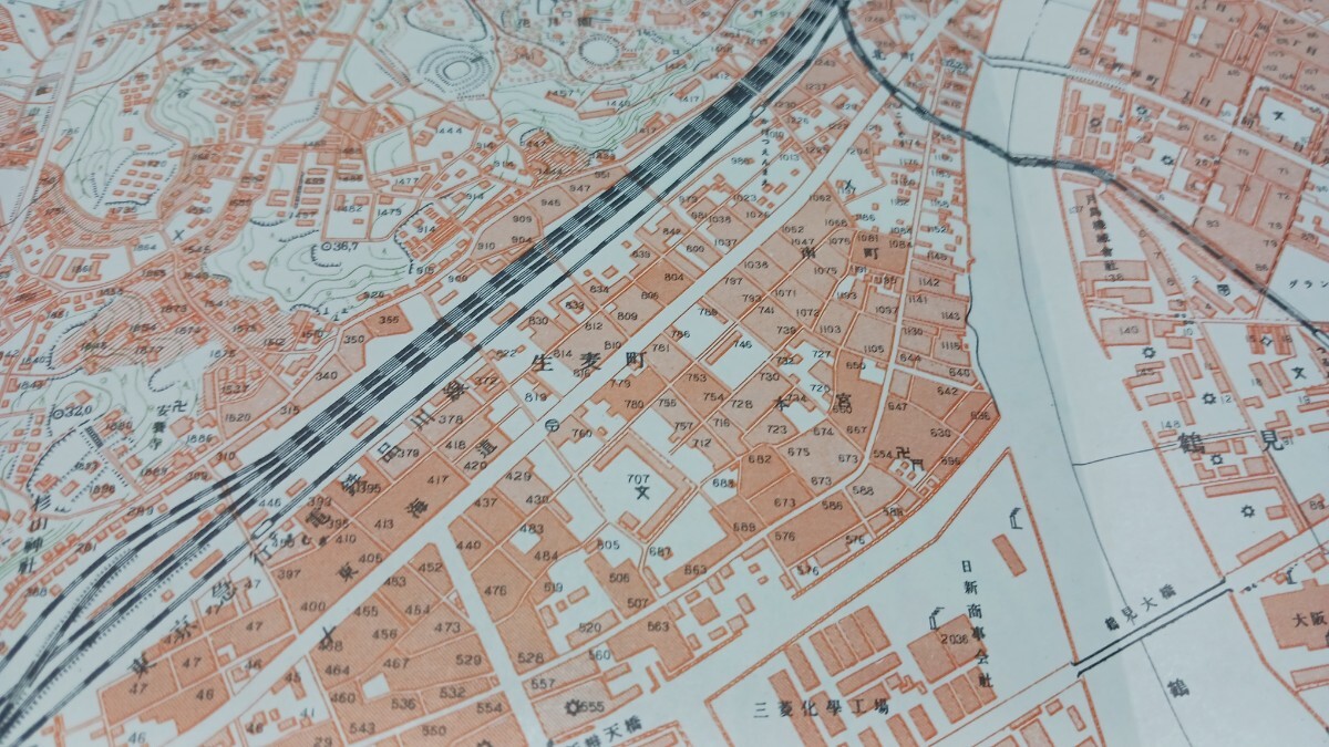 生麦　神奈川県　古地図　 地形図　地図　資料　46×57cm　昭和6年測量　　昭和29年印刷　発行　　B2404_画像7