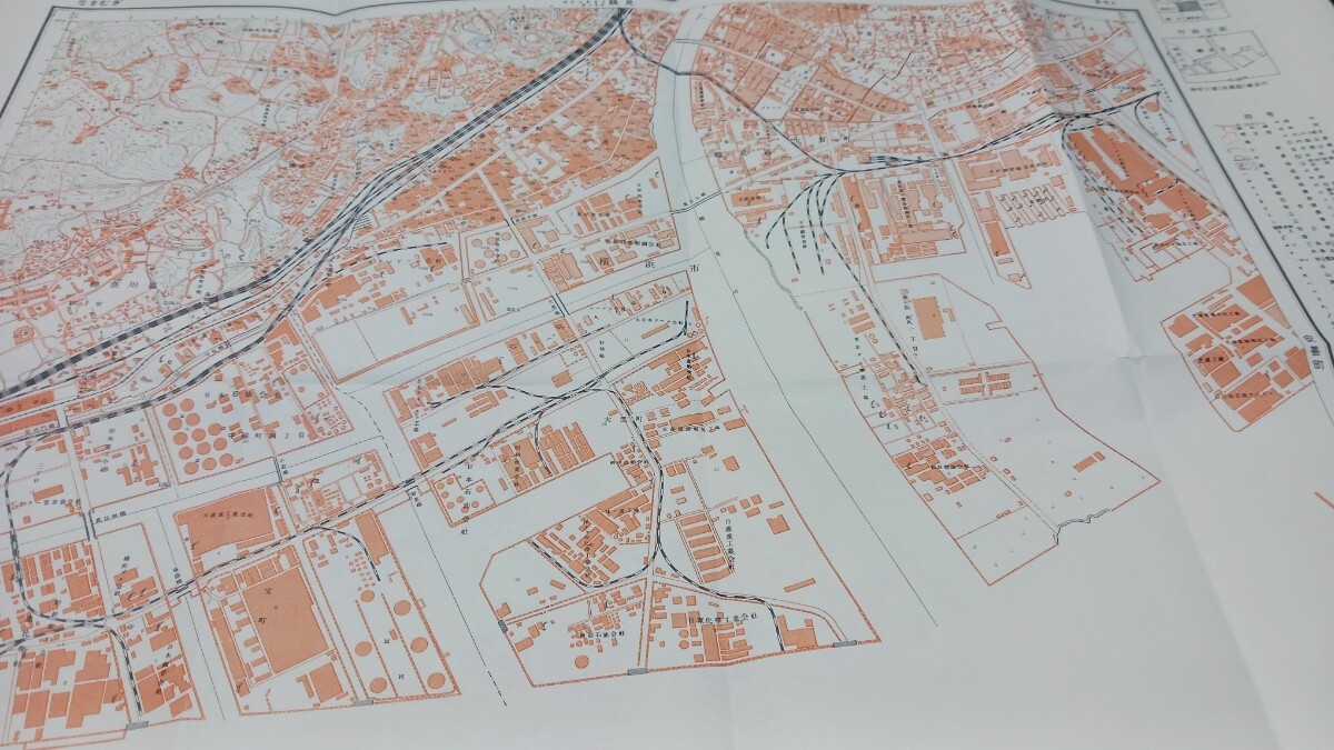 生麦　神奈川県　古地図　 地形図　地図　資料　46×57cm　昭和6年測量　　昭和29年印刷　発行　　B2404_画像2