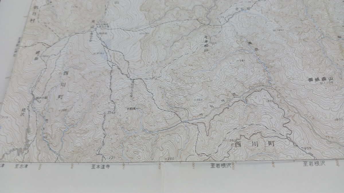 月山　山形県　古地図　 地形図　地図　資料　46×57cm　明治43年測量　昭和62年印刷　発行　右上書き込み　切り取り　B2404_画像4