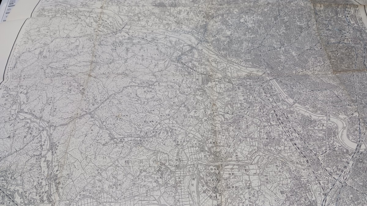 東京西南部　東京都　地図　古地図　 地形図　　資料　57×46cm　　明治42年測量　昭和37年発行　印刷　B202r4_画像2