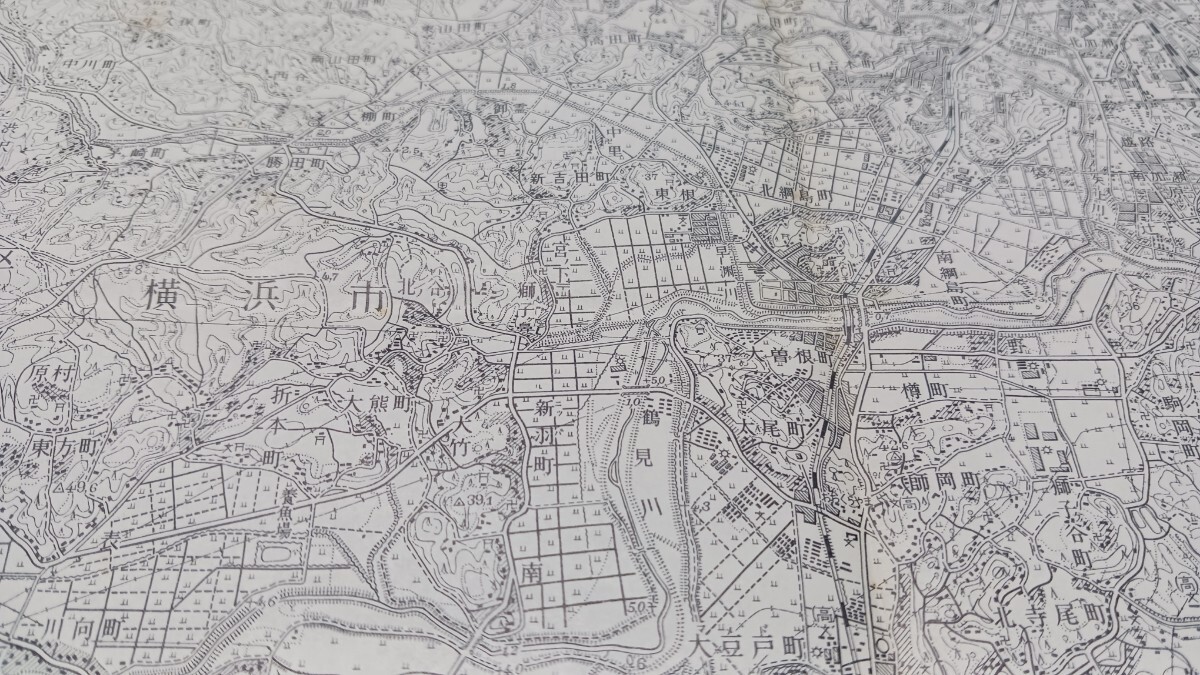 東京西南部　東京都　地図　古地図　 地形図　　資料　57×46cm　　明治42年測量　昭和37年発行　印刷　B202r4_画像8