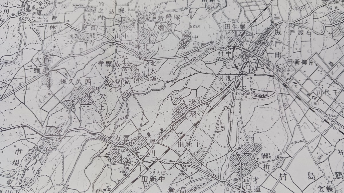 川越 埼玉県 地図 古地図  地形図  資料 57×46cm  明治40年測量 昭和36年発行 印刷 B202r4の画像7