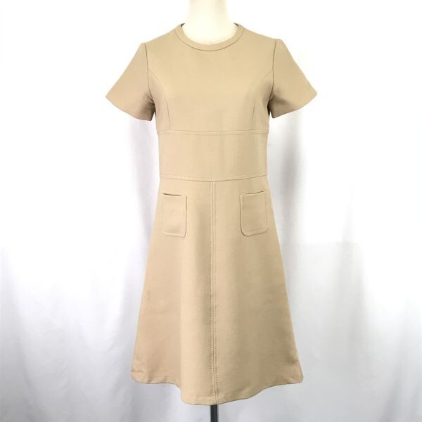  made in Japan * Iena /IENA* lining cupra / short sleeves One-piece [size-FREE/ knees under / long height / spring summer / beige /beige]Tops/Shirts/Dress*pBH612