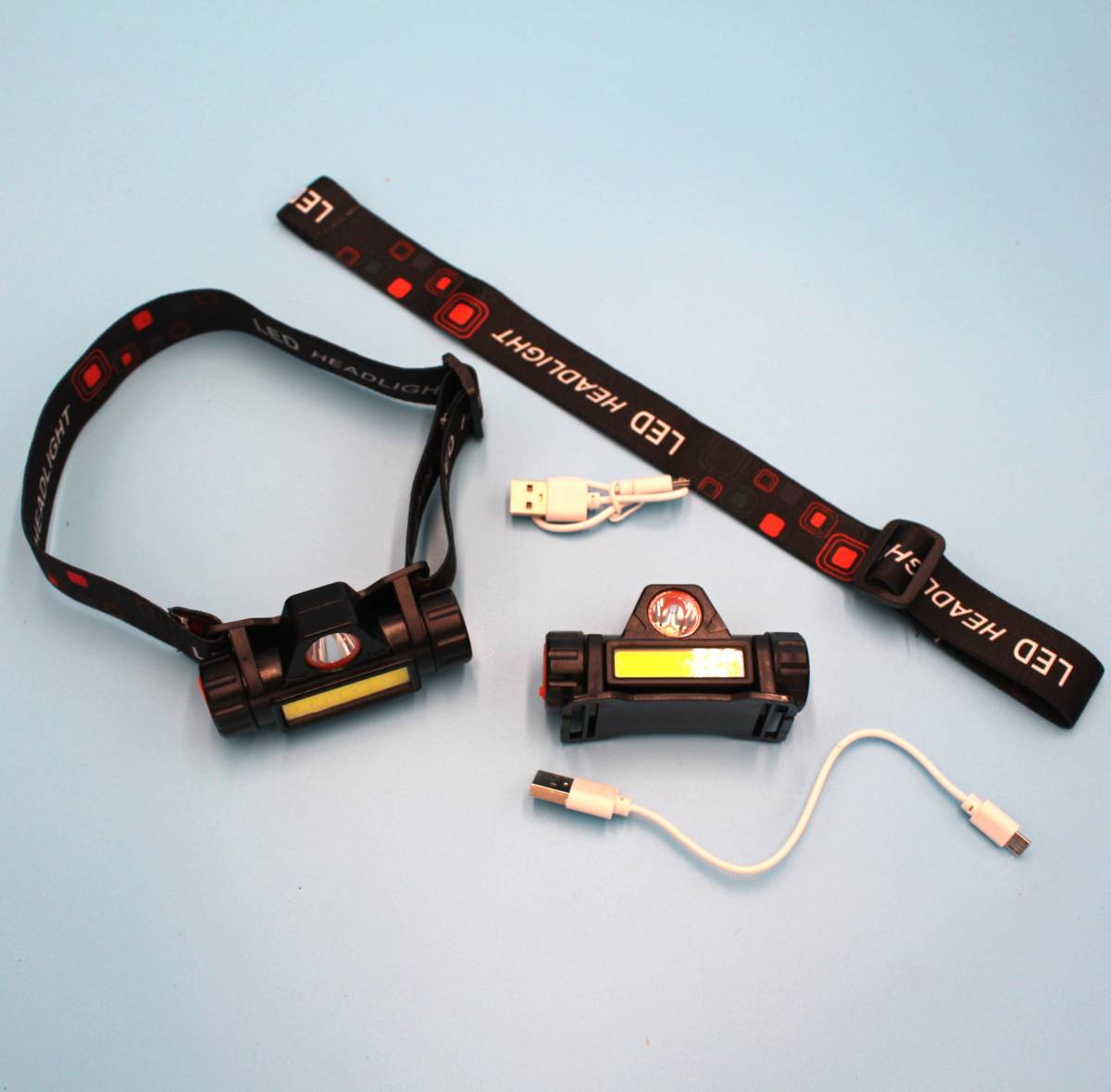 LED ヘッドライト USB充電 高輝度 ランプ 防災 防水 アウトドア レジャー キャンプ 登山 釣り 小型 軽量 ワークライト 作業灯 懐中電灯 2個の画像7