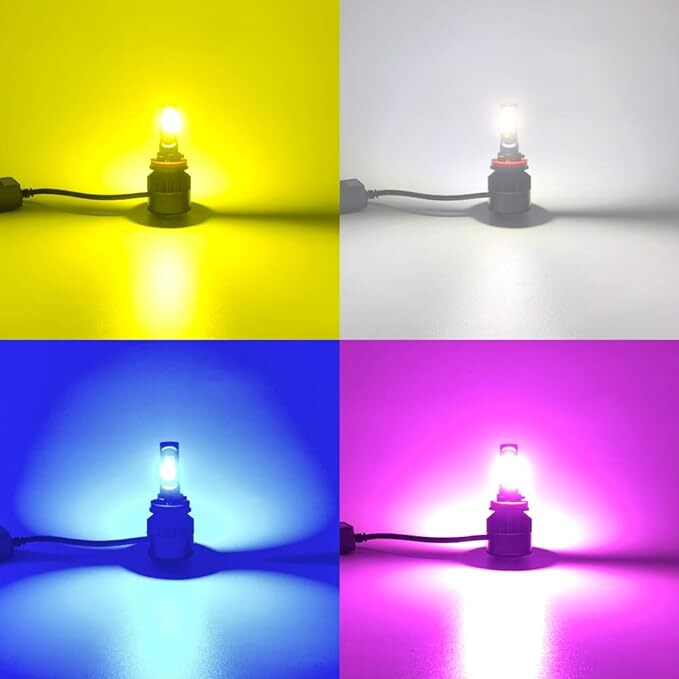 LED フォグランプ バルブ ヘッドライト 2個セット 4色切り替え 白/青/黄色/ピンク+ストロボ H8/H9/H11/H16兼用 12V/24V 防水 放熱冷却ファ_画像4