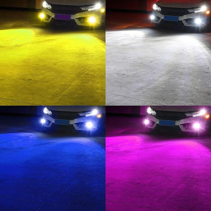 LED フォグランプ バルブ ヘッドライト 2個セット 4色切り替え 白/青/黄色/ピンク+ストロボ H8/H9/H11/H16兼用 12V/24V 防水 放熱冷却ファ_画像5