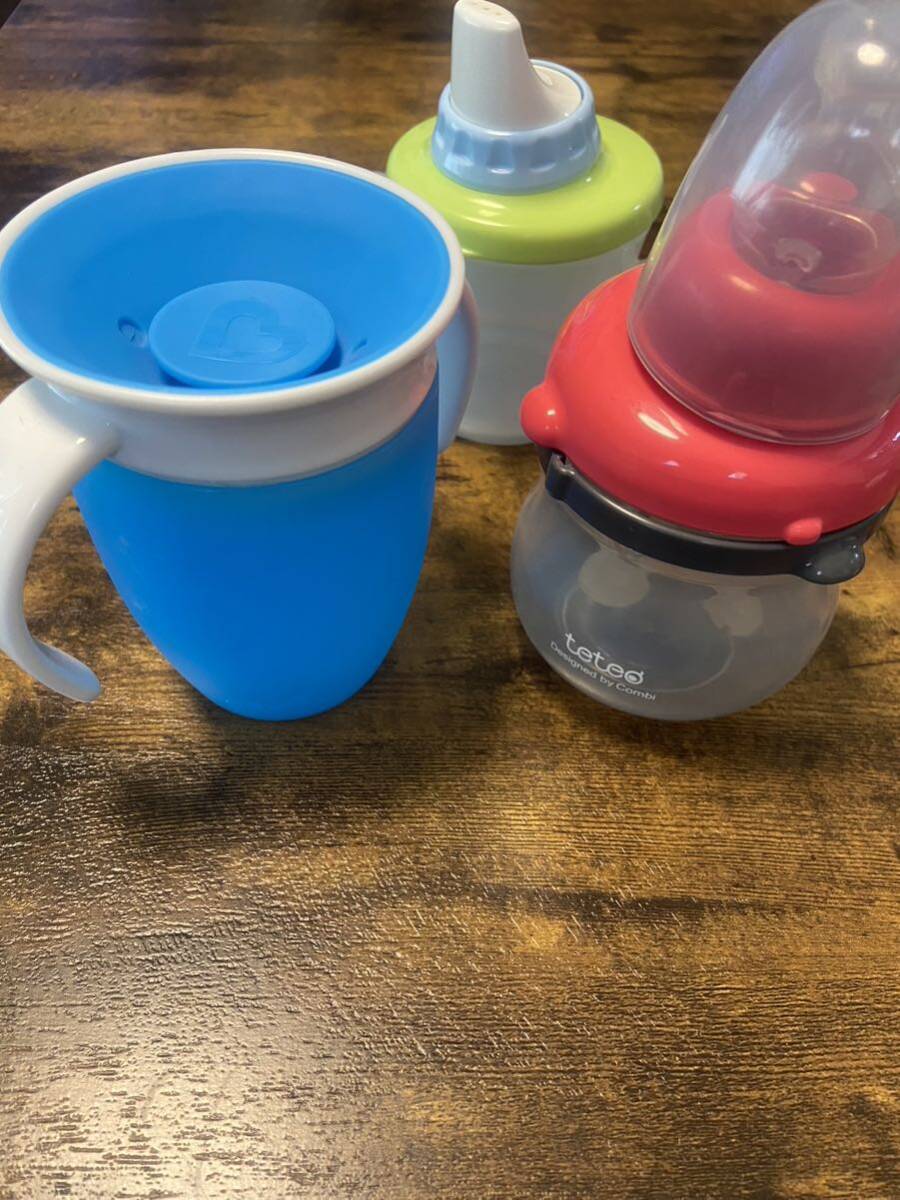  feeding bottle straw mug together set! secondhand goods Pigeon mother’s milk real feeling heat-resisting glass Pigeon baby child secondhand goods 