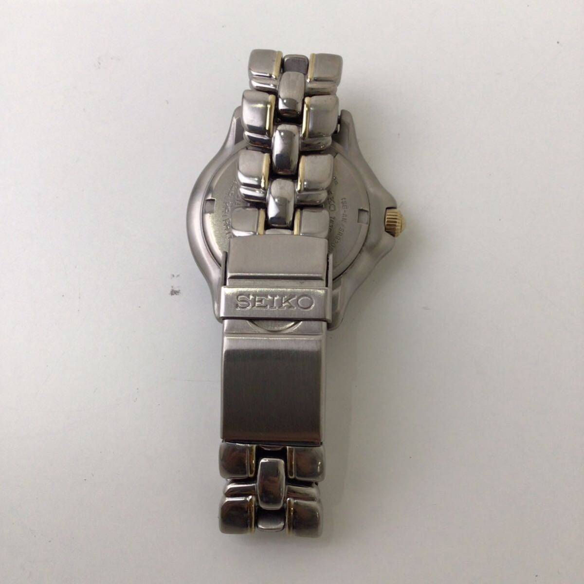 SEIKO 腕時計 スキューバ 7N35-6120 チタニウム SCUBA 200m セイコー クオーツ ダイバー チタン メンズ 純正ベルト デイト 不稼働品 ナ21-3の画像7