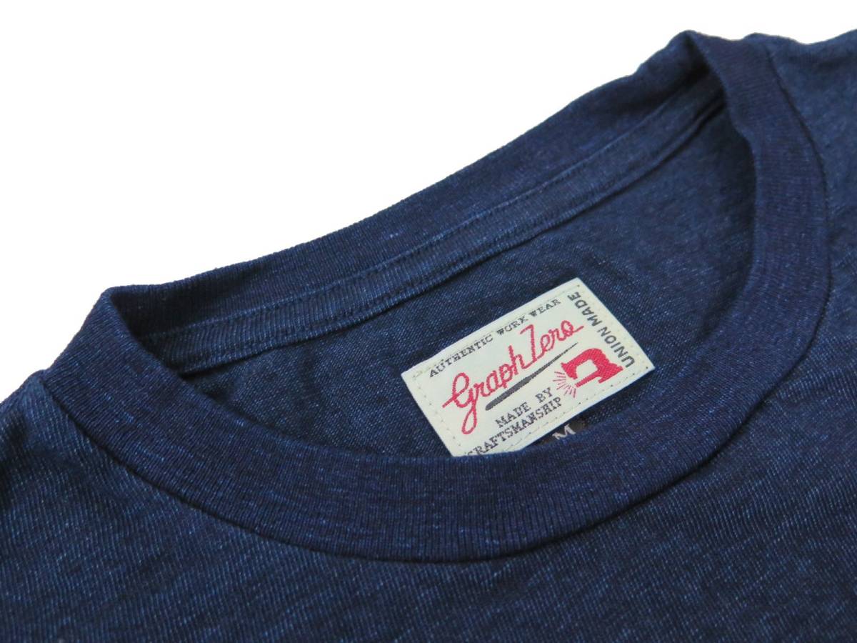 【グラフゼロ】 インディゴ ポケット付き クルーネックTシャツ GRAPHZERO GZ-IDTC 日本製_画像4