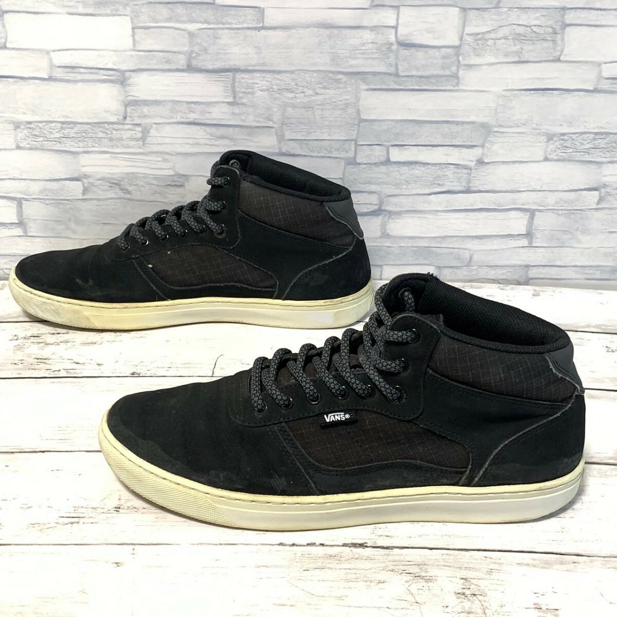 R5909bE VANS バンズ スニーカー ブラック メンズ 25.5cm位 BEDFORD JP ミッドカット スウェード ヴァンズ シューズ 靴_画像2