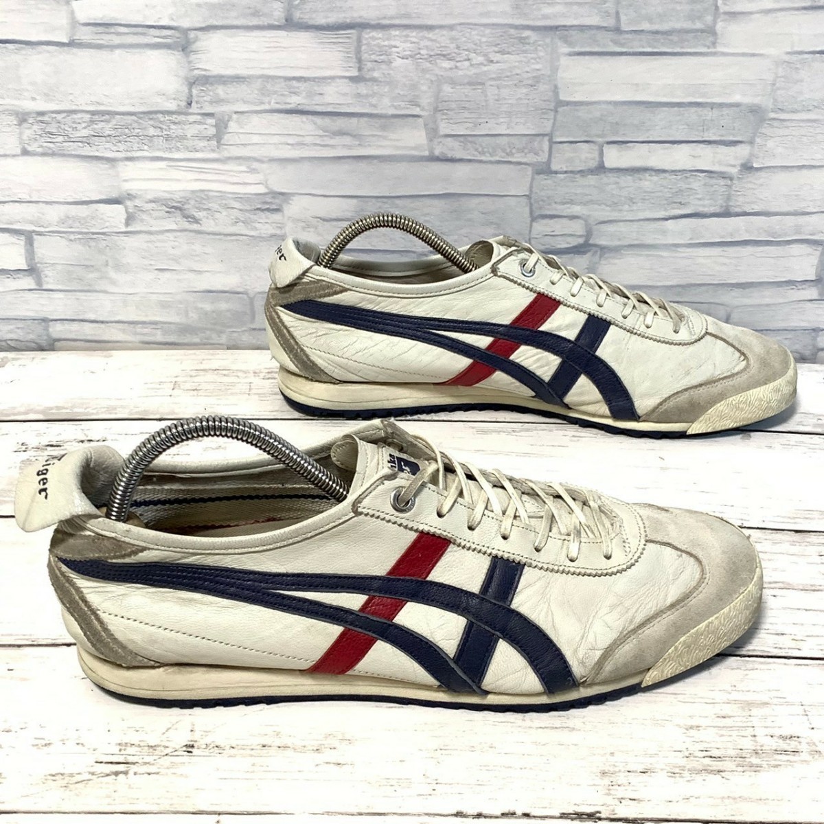 R5234bE Onitsuka Tiger オニツカタイガー スニーカー グレー×ネイビー×レッド サイズ26cm メンズ レザースニーカー MEXICO66 メキシコ66_画像3