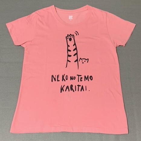 グラニフ デザインTシャツストア 半袖Tシャツ SS(女性M相当？） ピンク系 猫 Design Tshirts Store graniphの画像1