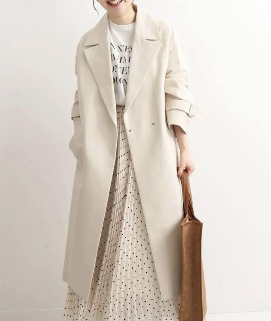 - IENA Iena cotton W crossover Chesterfield coat 38 natural to wrench jacket -