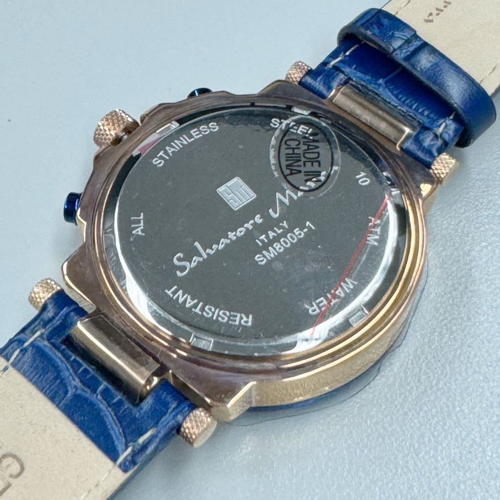 Salvatore Marra サルバトーレマーラ メンズ腕時計 クロノグラフ 42mm SM8005S-PGBL ブルー 新品未使用 の画像6