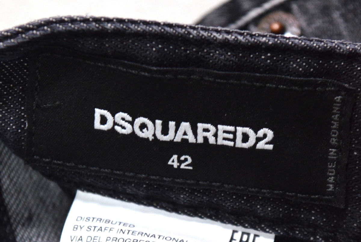 未使用品 新品級 DSQUARED2 ディースクエアード デニム size 42 SLIM JEAN 加工 スキニー メンズ カジュアルに オールシーズン_画像5