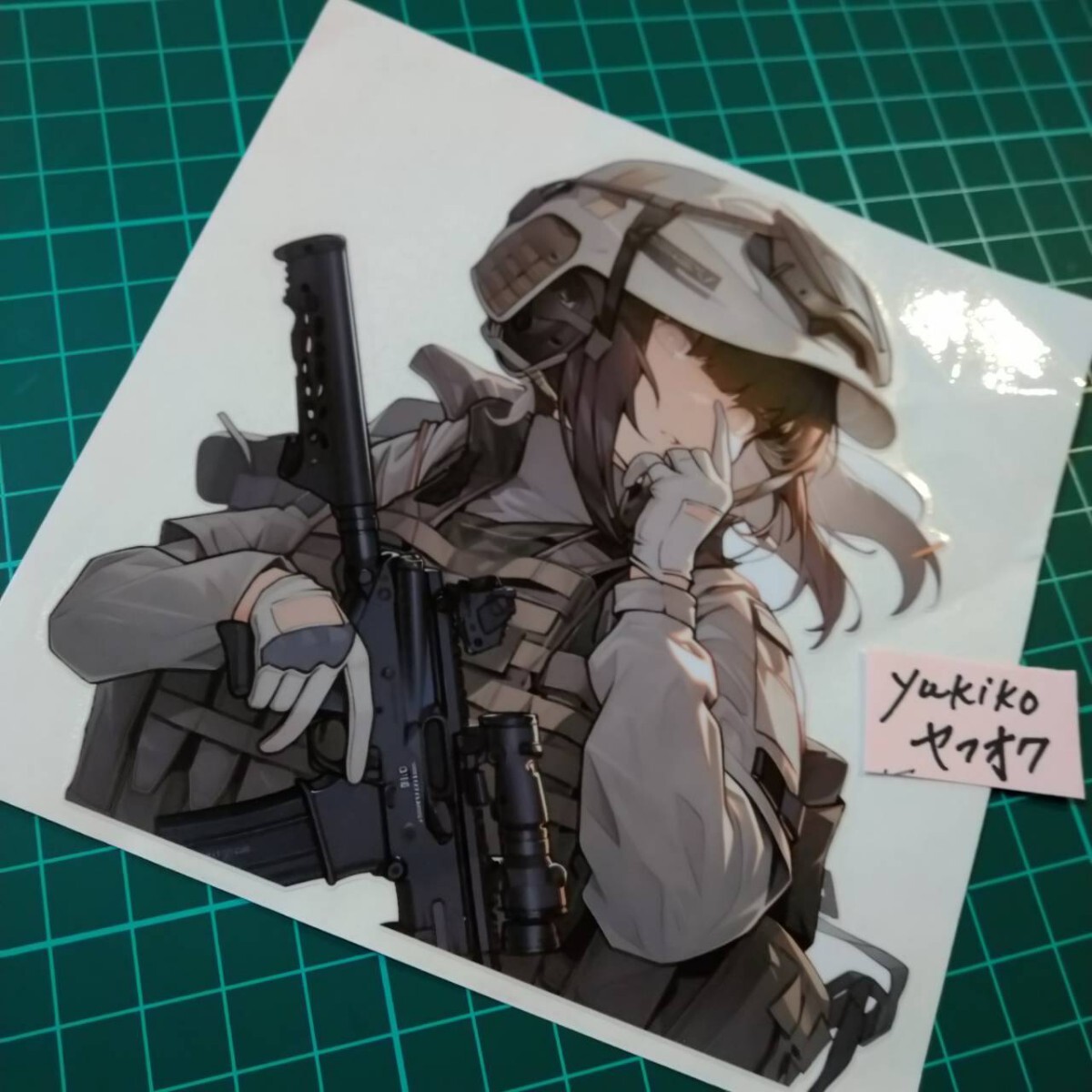 ミリタリーガール　日本の女の子　サバゲー　銃　陸軍　スナイパー　ステッカー　転写シール　防水_画像2