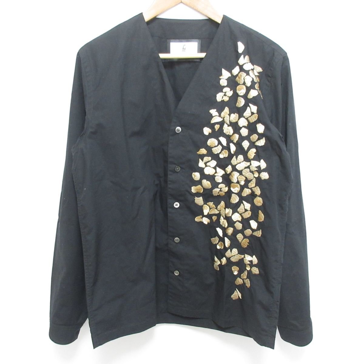 美品 MIHARAYASUHIRO ミハラヤスヒロ Flower Cardigan Shirts 長袖 シャツ カーディガン サイズ44 ブラック系の画像1