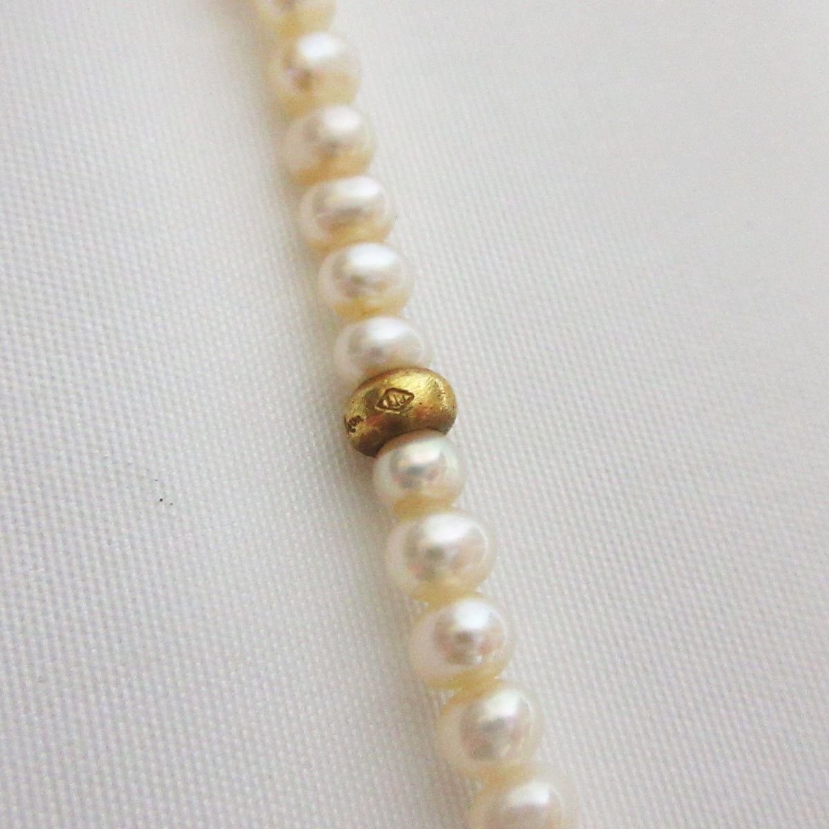  beautiful goods hum ham fresh water baby pearl 3mm K18 long necklace white *