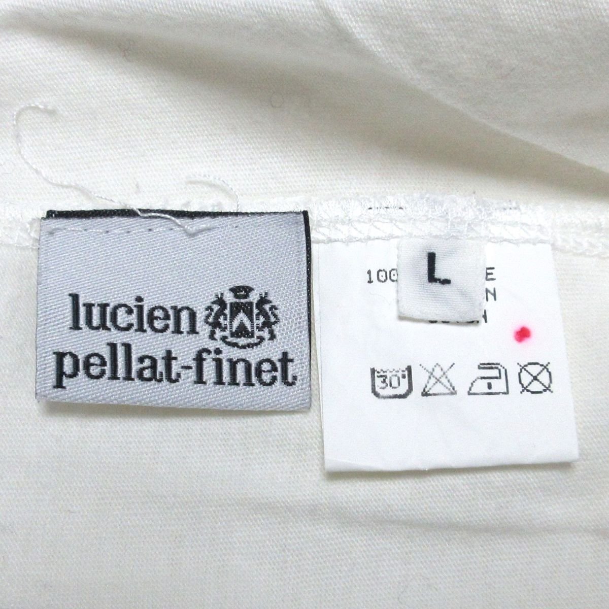 美品 lucien pellat-finet ルシアンペラフィネ プリント Tシャツ カットソー L ホワイト×シルバー ◆_画像6