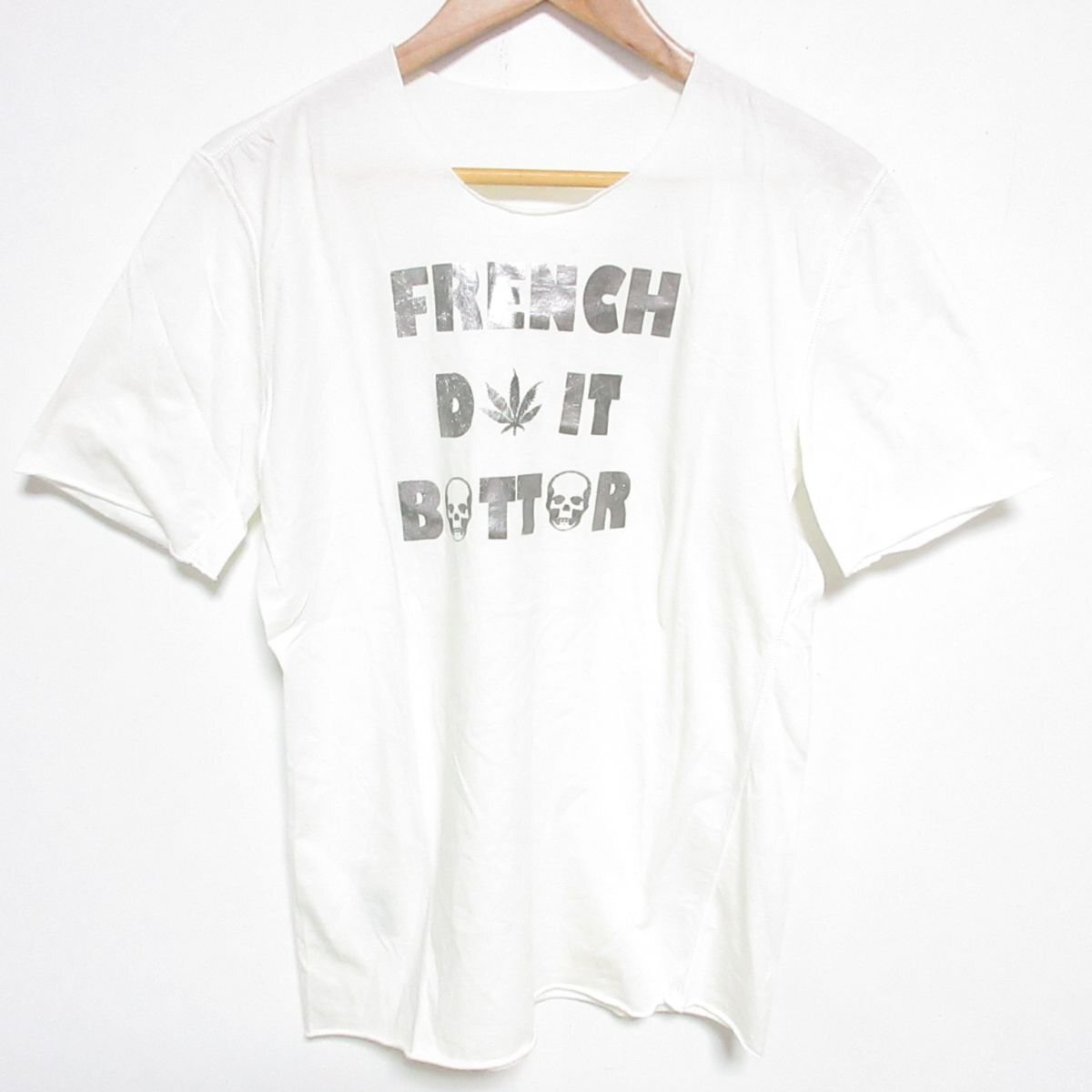 美品 lucien pellat-finet ルシアンペラフィネ プリント Tシャツ カットソー L ホワイト×シルバー ◆_画像1