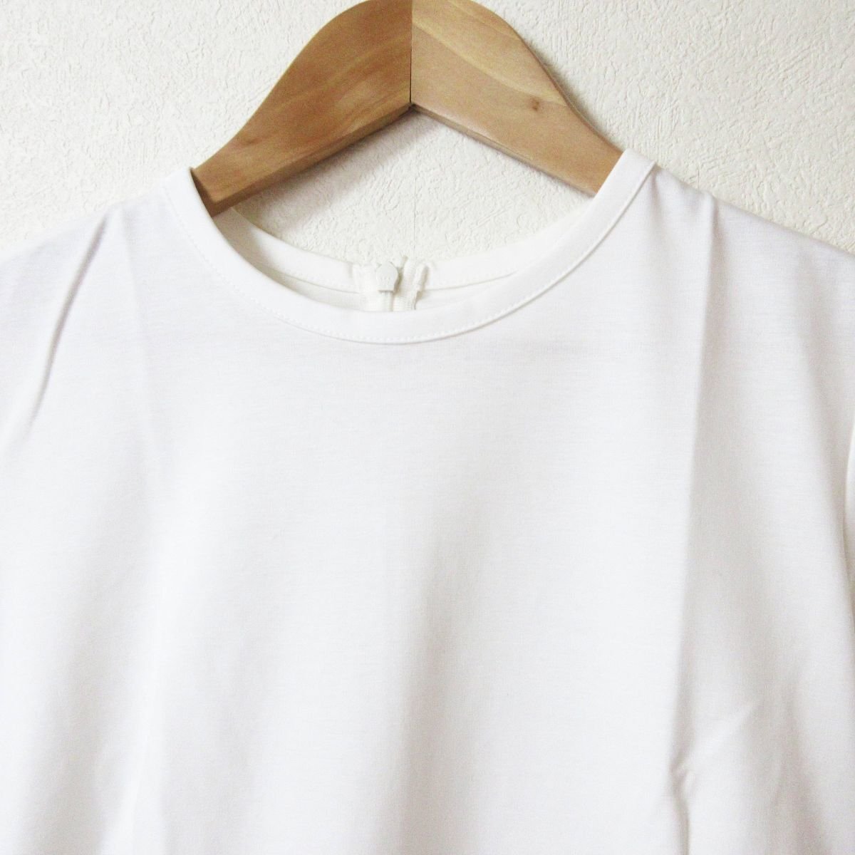  beautiful goods 22SS BORDERS at BALCONY border z at balcony PEPLUM LONG SLEEVE TEE long sleeve border switch T-shirt 36 white × beige *
