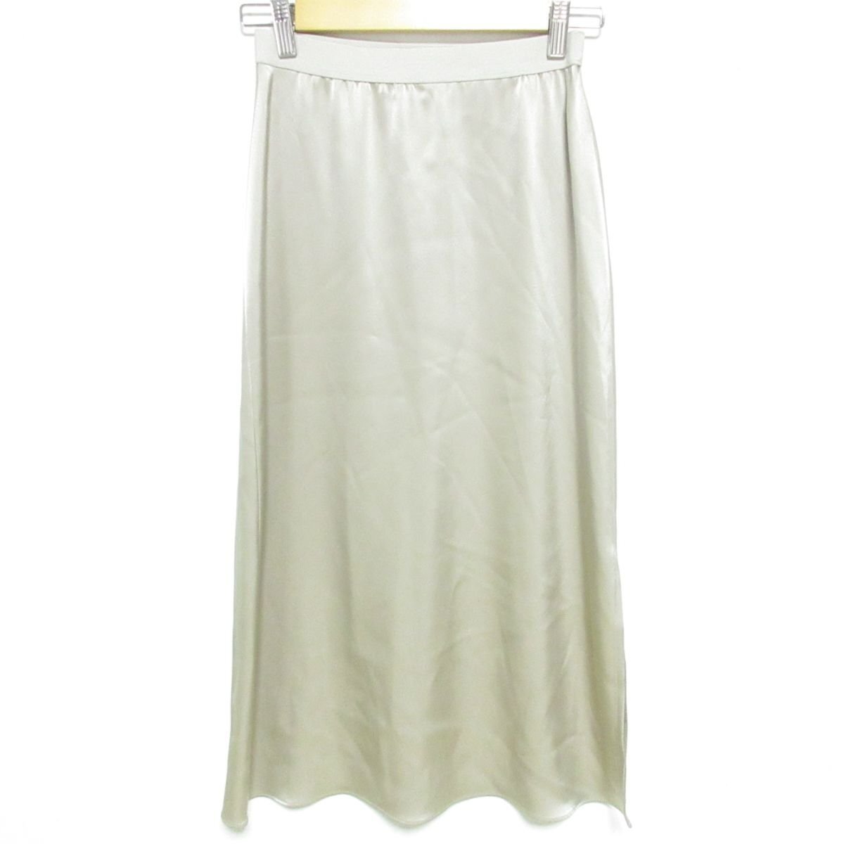 美品 20AW theory セオリー FLAT SATEEN MAXI SLIP SKIRT マキシ丈 イージースカート P ゴールド系 ◆_画像1