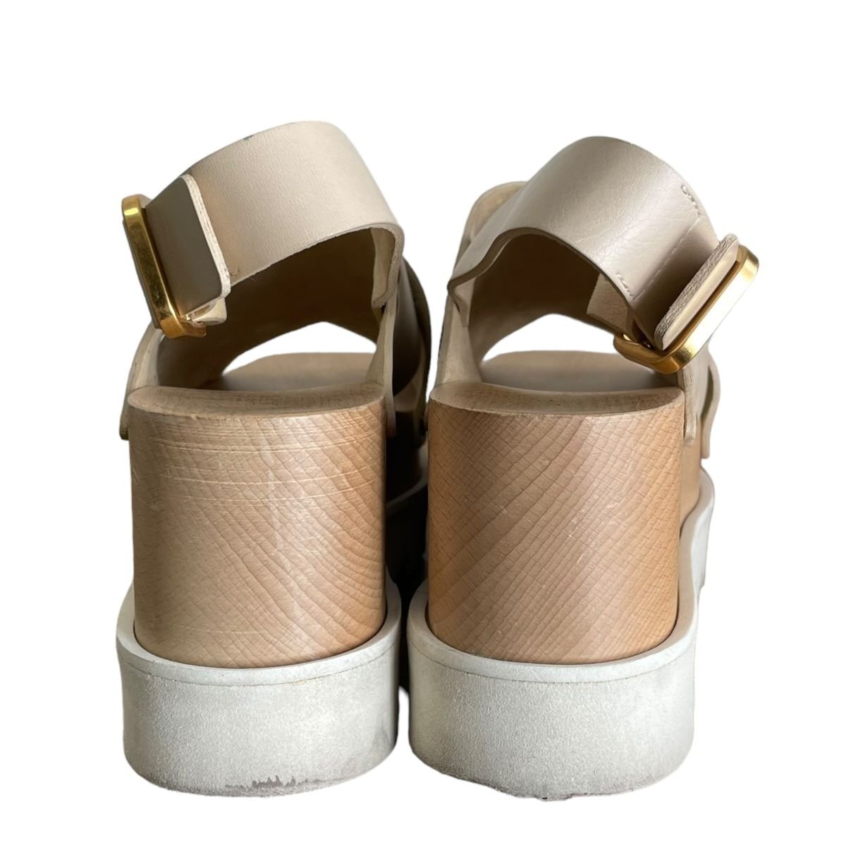  beautiful goods STELLA McCARTNEY Stella McCartney Ellis open tu back strap Wedge sole sandals 36 1/2 approximately 23.5cm beige 