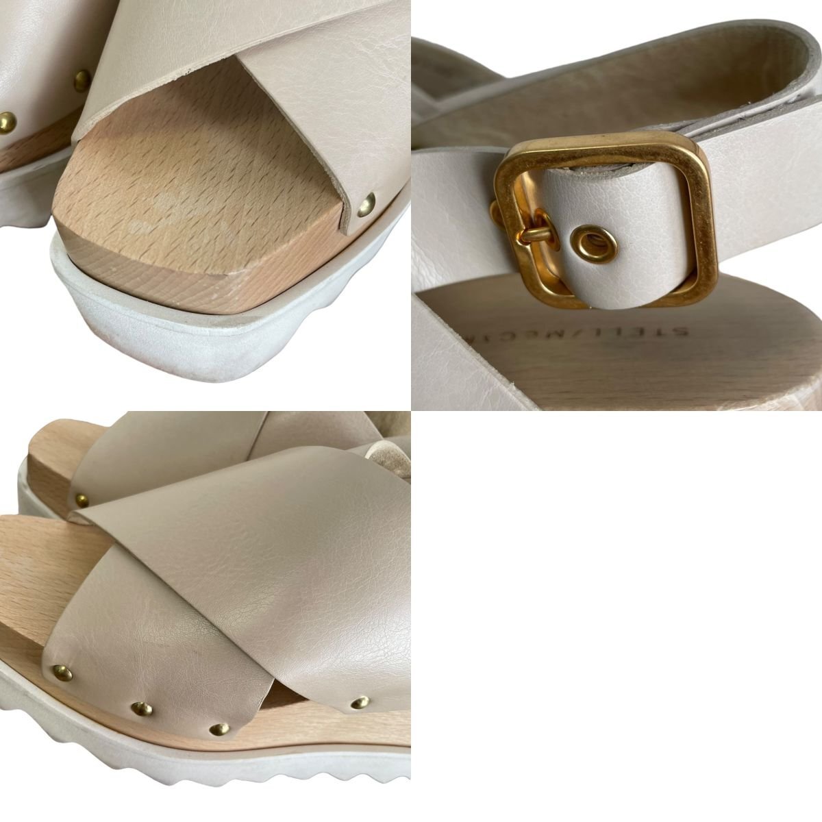  прекрасный товар STELLA McCARTNEY Stella McCartney Ellis открытый tu задний ремешок Wedge подошва сандалии 36 1/2 примерно 23.5cm бежевый 