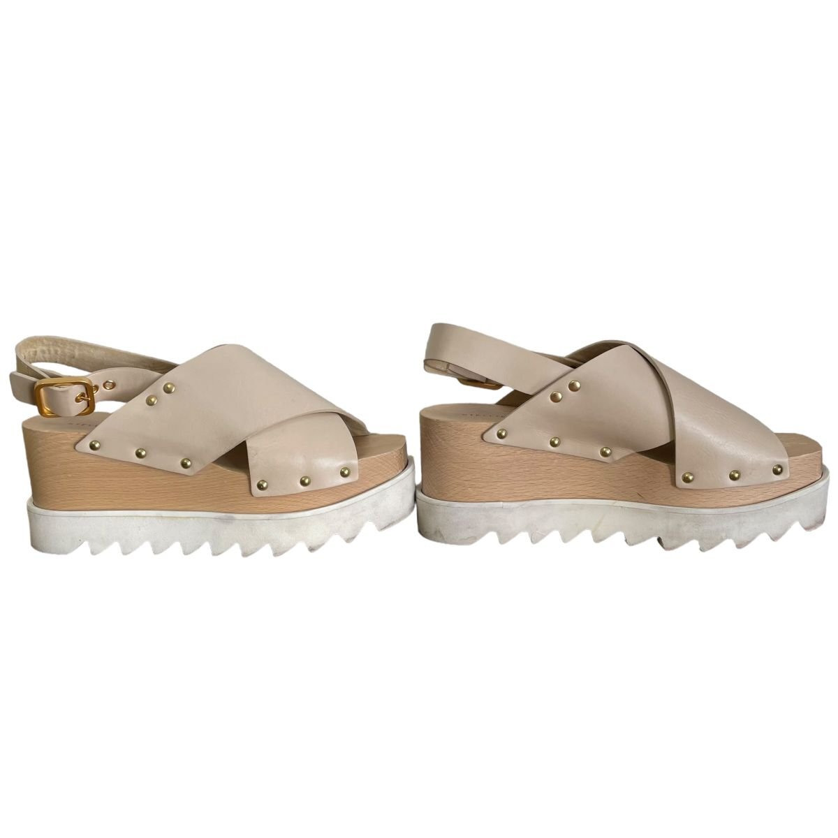  beautiful goods STELLA McCARTNEY Stella McCartney Ellis open tu back strap Wedge sole sandals 36 1/2 approximately 23.5cm beige 