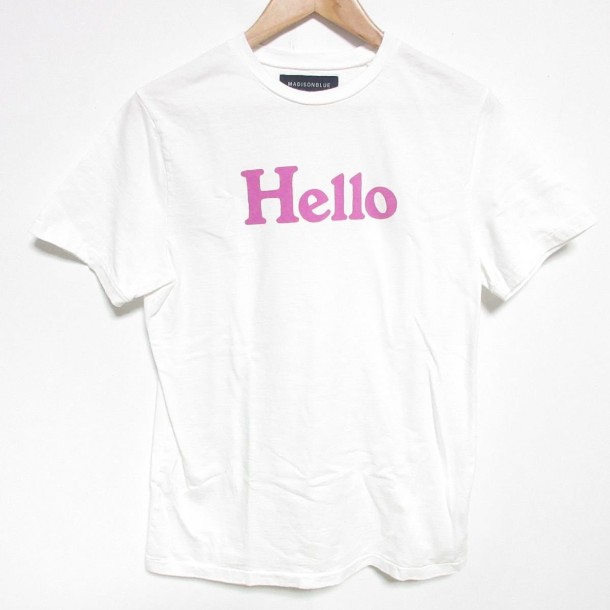 美品 23SS MADISONBLUE マディソンブルー HELLO CREW NECK TEE プリント 半袖 クルーネック Tシャツ カットソー S ホワイト ◆の画像1