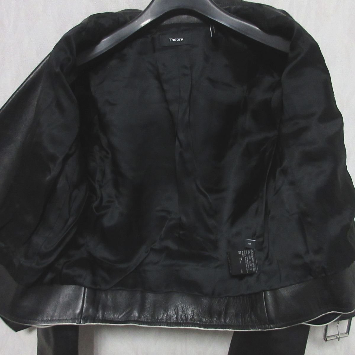  as good as new Theory theory SHRUNKEN. MOTO. L ram leather rider's jacket 07-8160807-050-902 S black *
