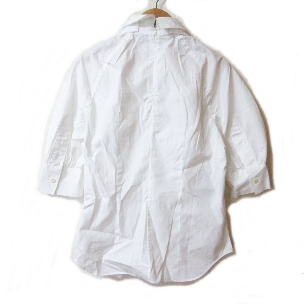  almost beautiful goods PRADA Prada ribbon bow Thai . minute sleeve puff sleeve shirt blouse size 36 white *