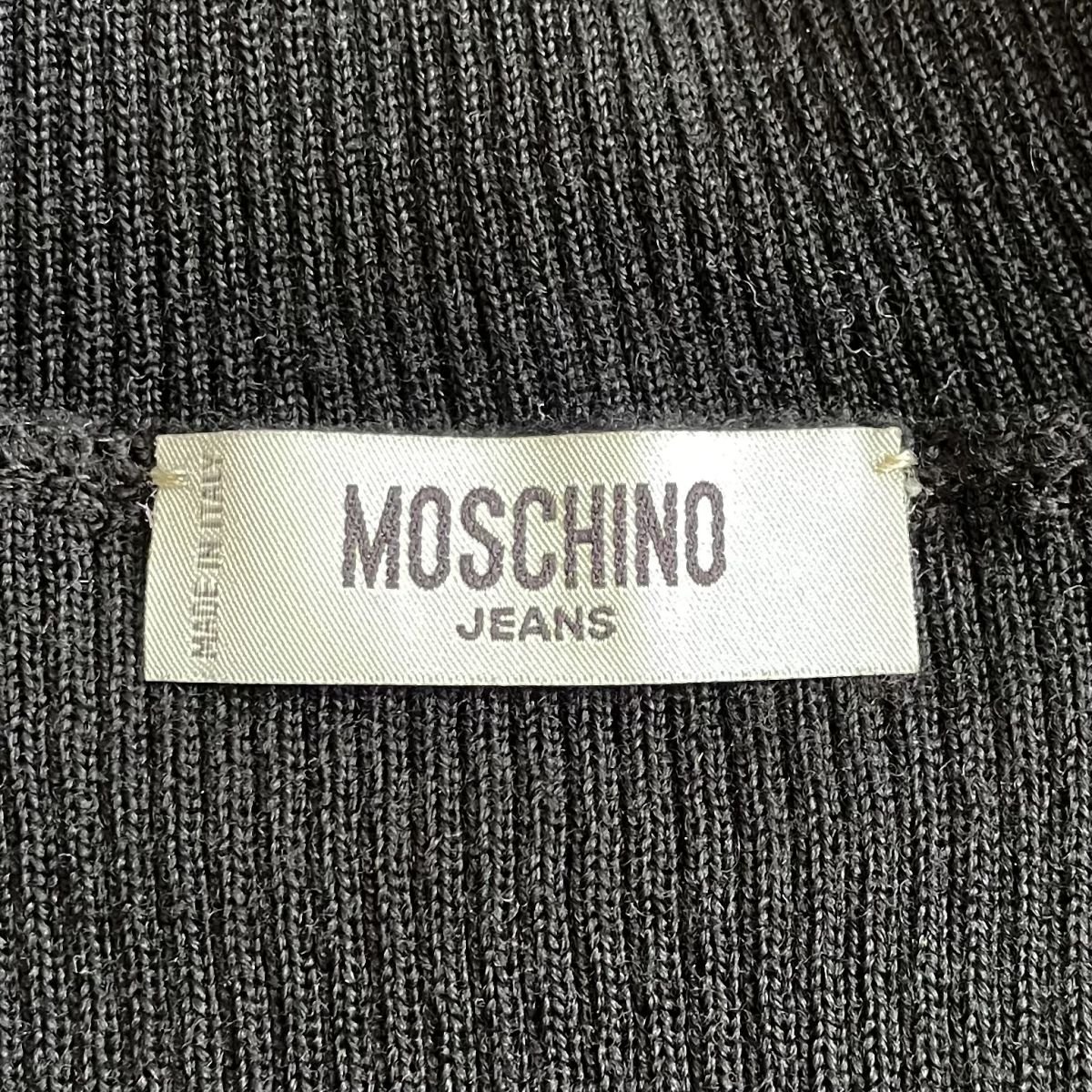 美品 Moschino モスキーノ タートルネック ハート ノースリーブ ニット セーター I40サイズ ブラック ◆_画像4