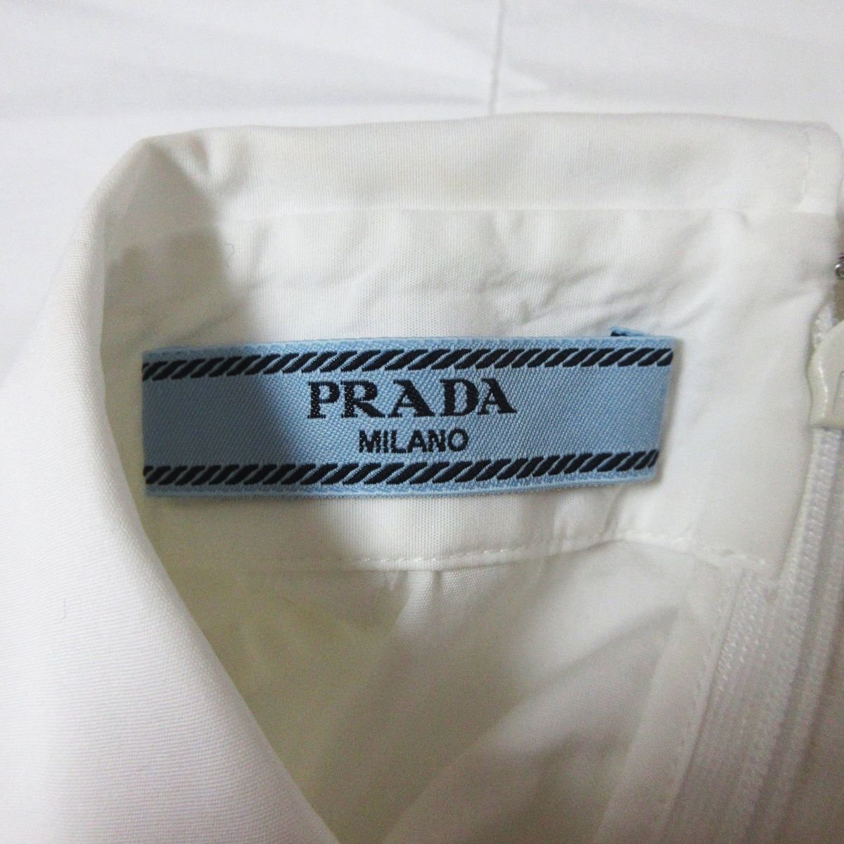  almost beautiful goods PRADA Prada ribbon bow Thai . minute sleeve puff sleeve shirt blouse size 36 white *