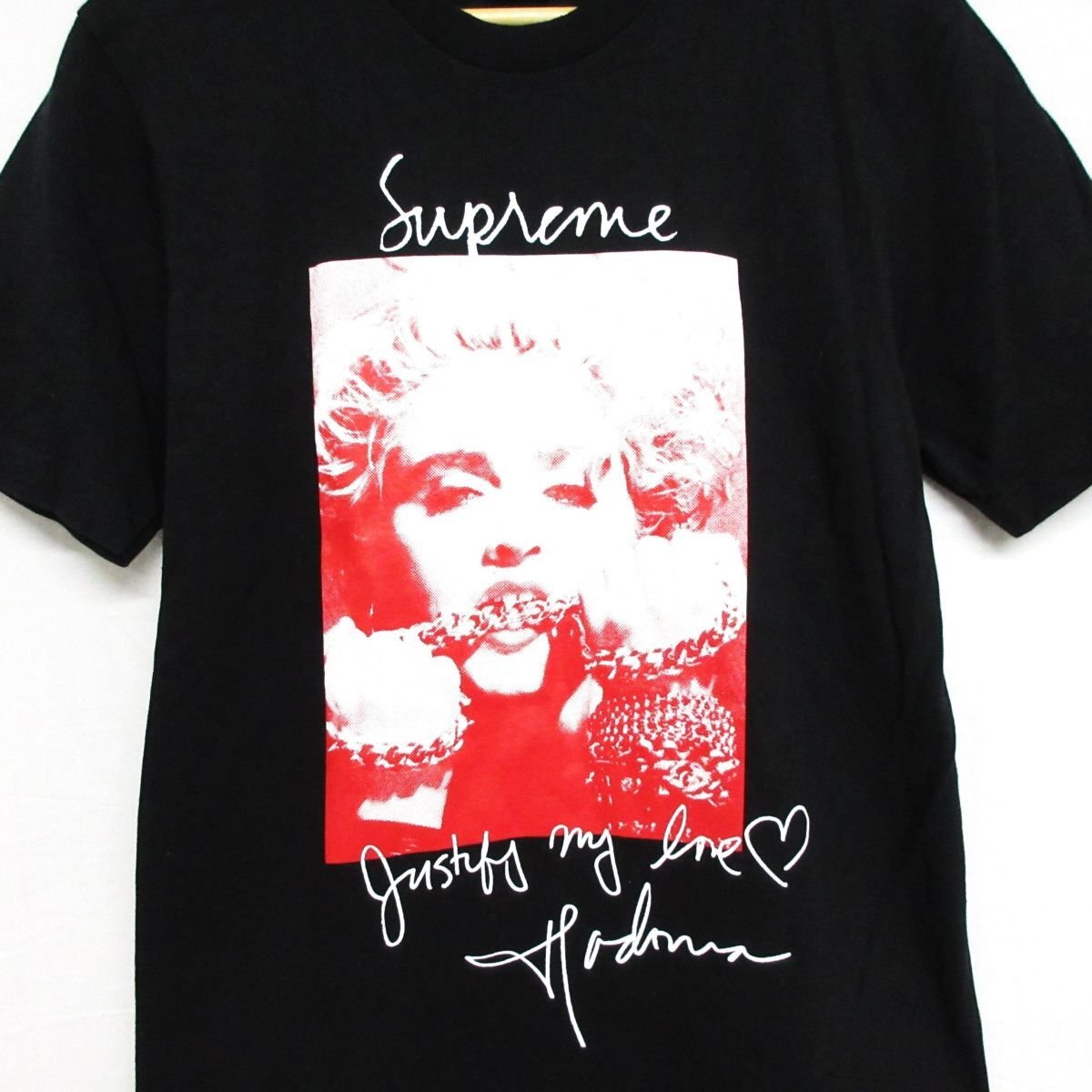 新品同様 18AW SUPREME シュプリーム Madonna Tee USA製 マドンナ フォトプリント クルーネック 半袖 Tシャツ カットソー S ブラック_画像2