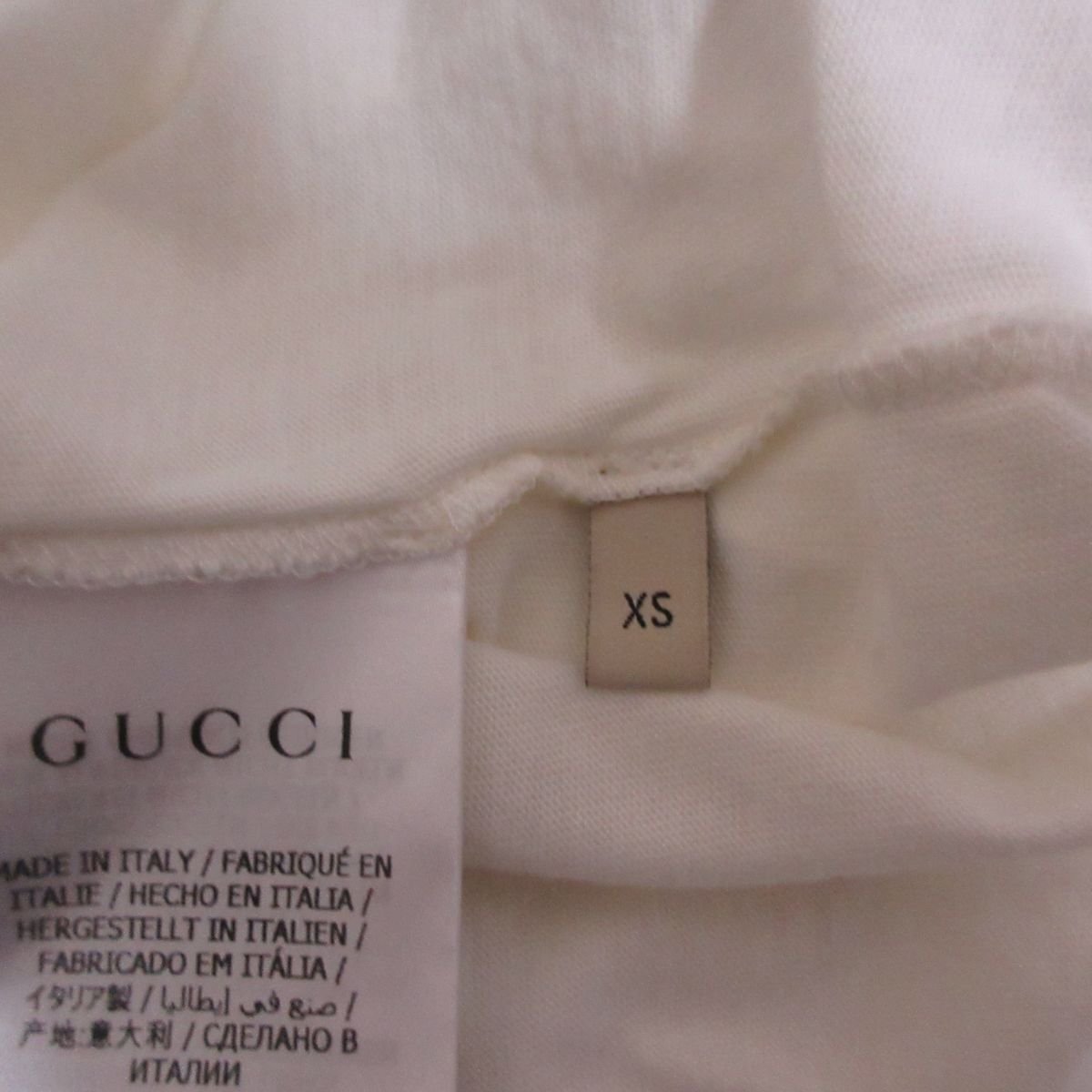  прекрасный товар GUCCI Gucci KEN SCOTT талон Scott Beans Tee beans задний Logo вышивка короткий рукав футболка cut and sewn XS белый 