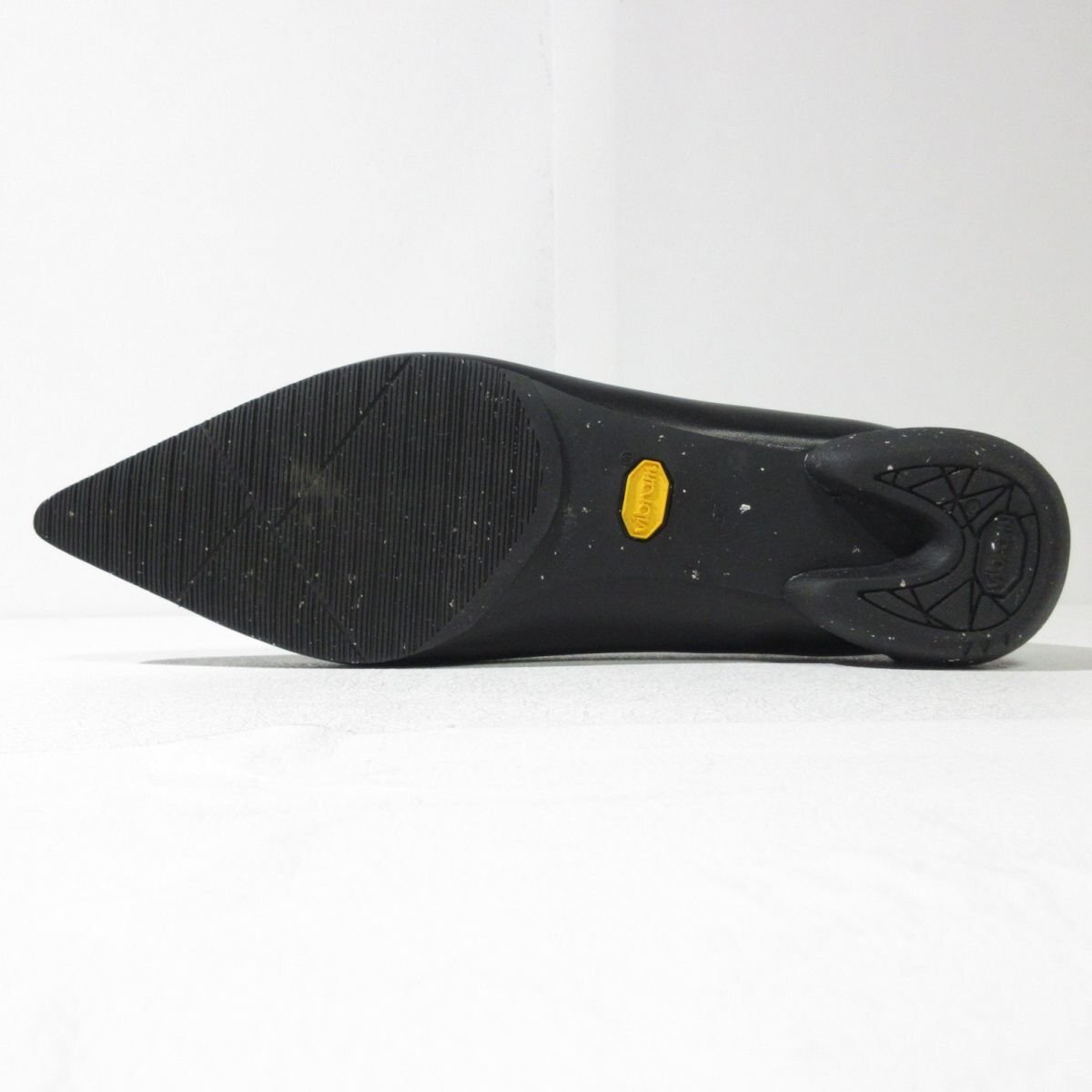 美品 SHISEI シーセイ Pointed U Pumps レザー ポインテッドトゥ パンプス フラットシューズ 37 23.5cm相当 ブラック ◆_画像6