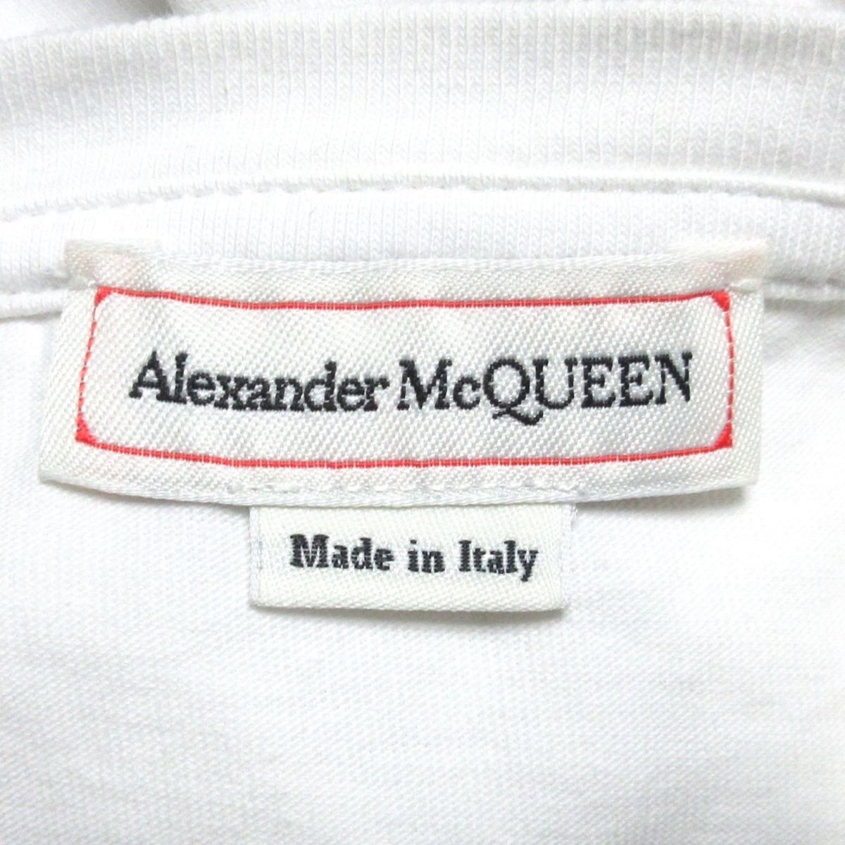  прекрасный товар ALEXANDER MCQUEEN Alexander McQueen 2021 год модели графика Logo принт короткий рукав футболка cut and sewn L белый *