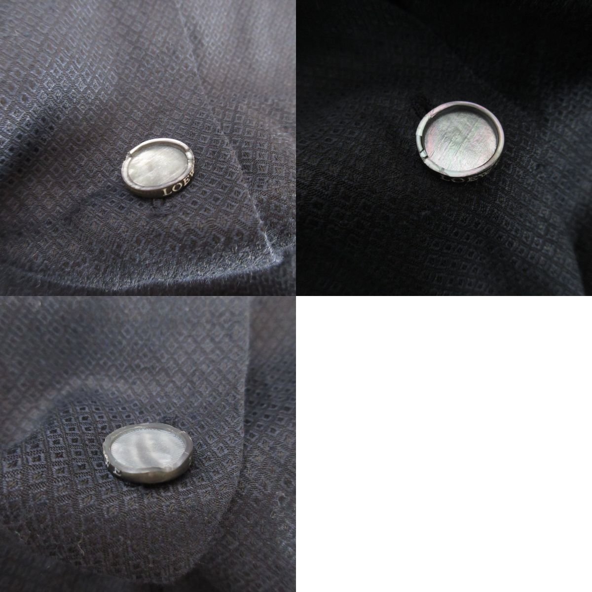  почти прекрасный товар LOEWE Loewe linen Blend пуховка рукав рубашка с коротким рукавом блуза размер 40 темно-синий 