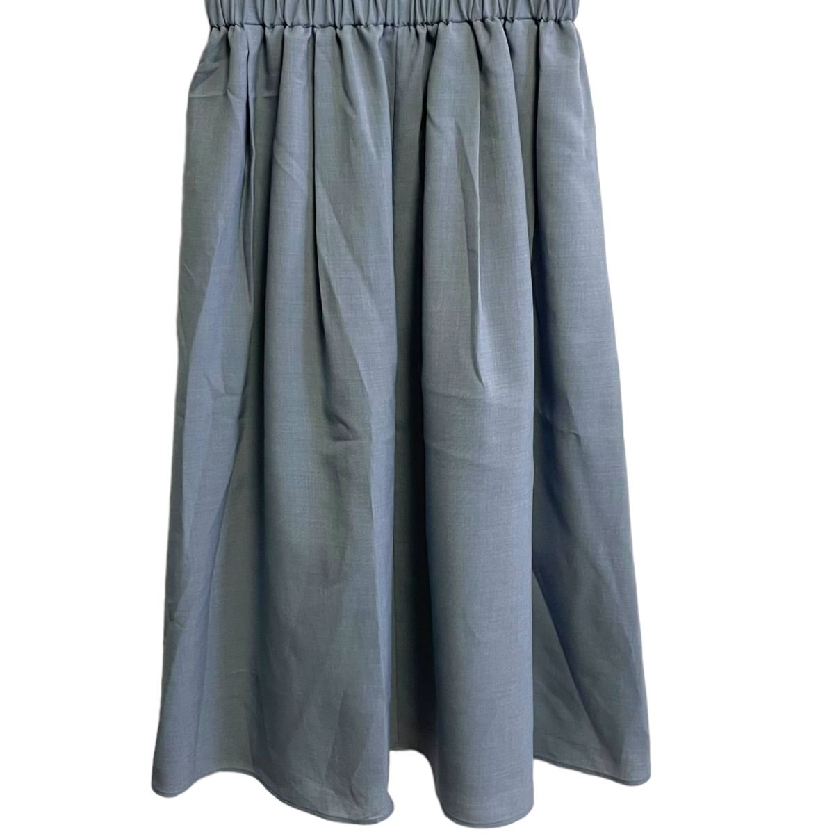 beautiful goods INDIVI Indivi short sleeves waist tuck design knee under height ... One-piece small size 5(XXS corresponding ) blue 