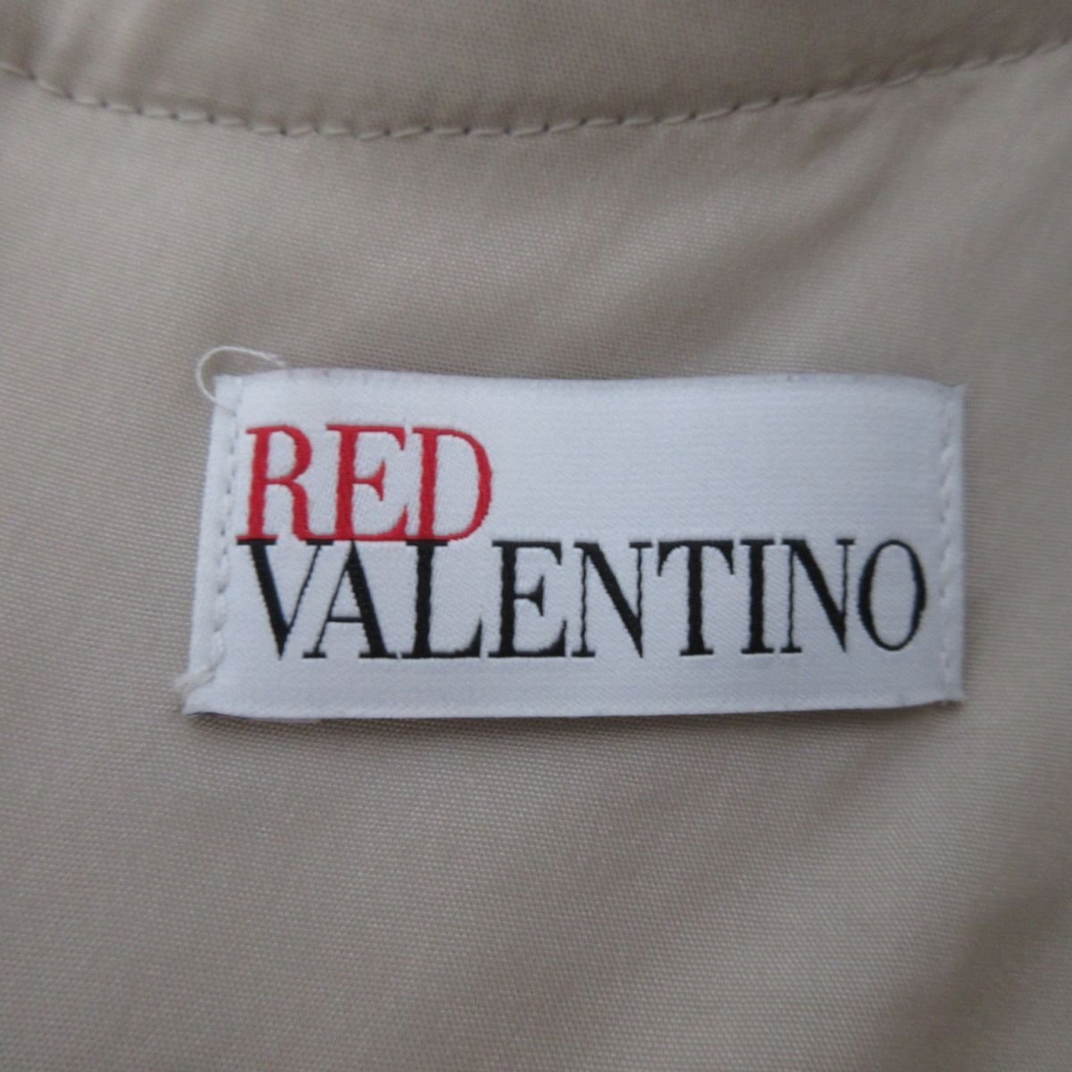 美品 RED VALENTINO レッドヴァレンティノ リネン100％ バイカラー リボン ノースリーブ ショート オールインワン 40 ベージュ×ブラックの画像6