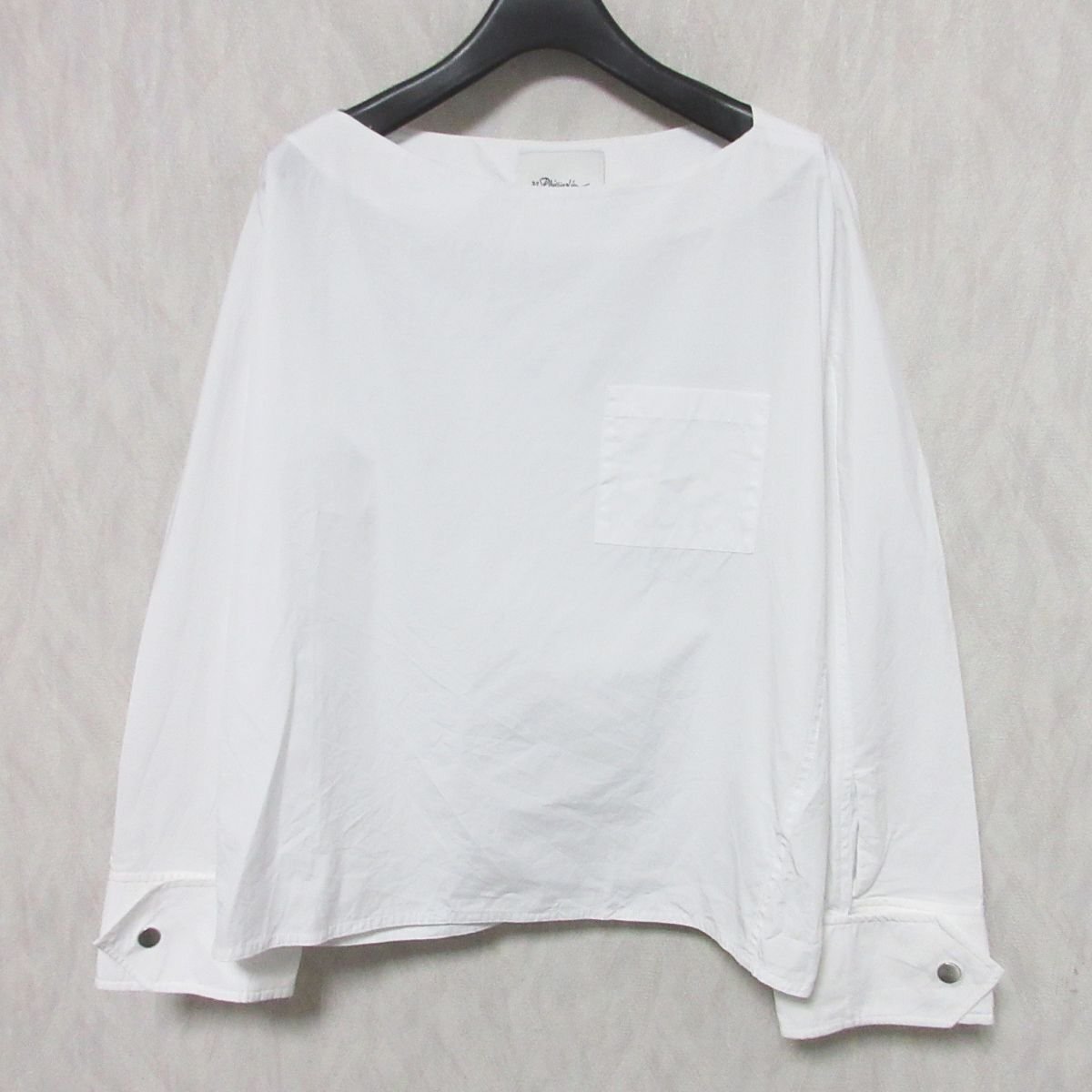  beautiful goods 20SS 3.1 Phillip lim 3.1 Philip rim long sleeve boat neck pull over cut and sewn blouse 0 white *